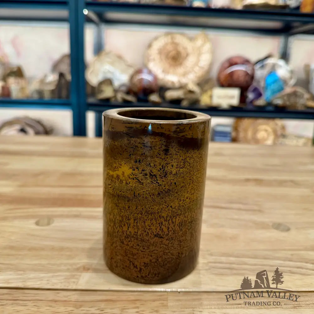 Chinese Picture Jasper Pen Holder, 5’’ Natural Stone - Vase