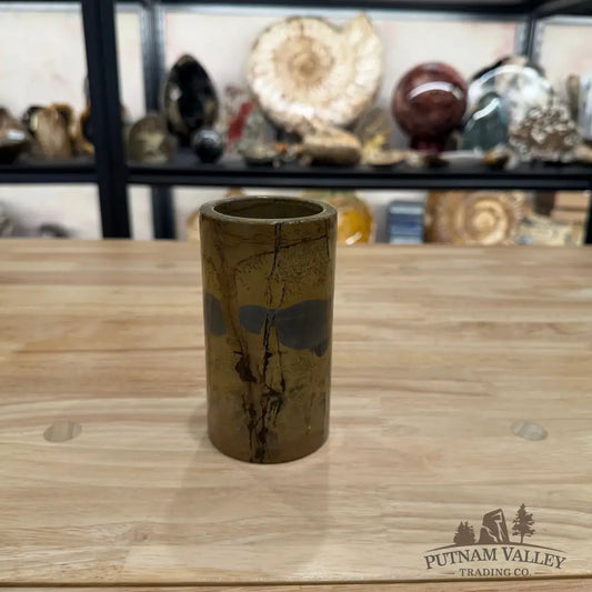 Chinese Picture Jasper Pen Holder | Small Vase - Vase