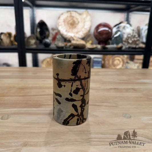 Chinese Picture Jasper Pen Holder | Small Vase - Vase