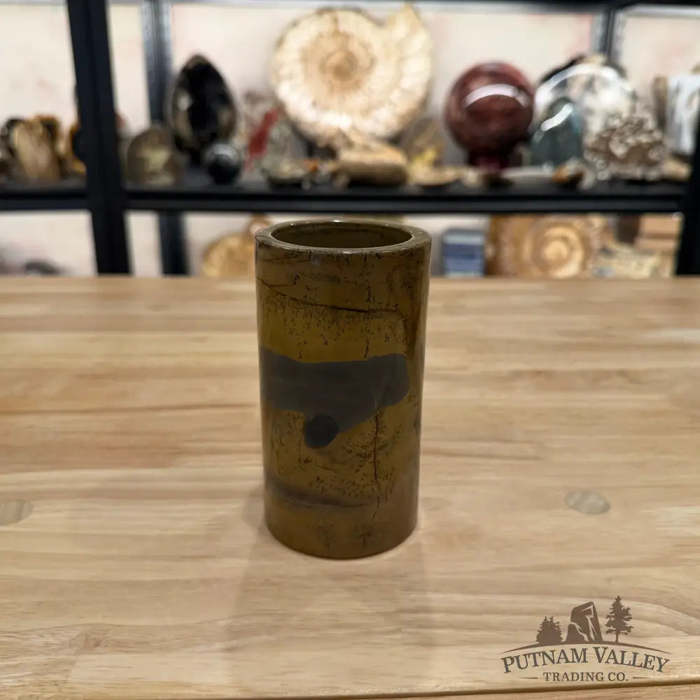 Chinese Picture Jasper Pen Holder | Small Vase - Vase