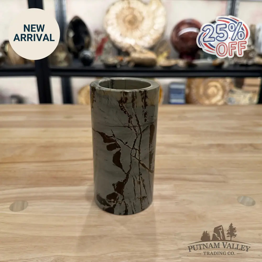 Chinese Picture Jasper Pen Holder | Small Vase - Vase