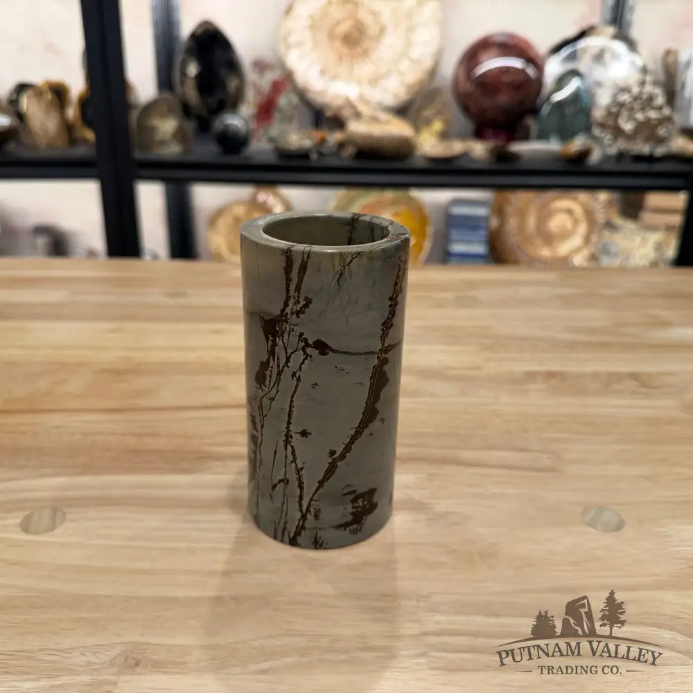 Chinese Picture Jasper Pen Holder | Small Vase - Vase