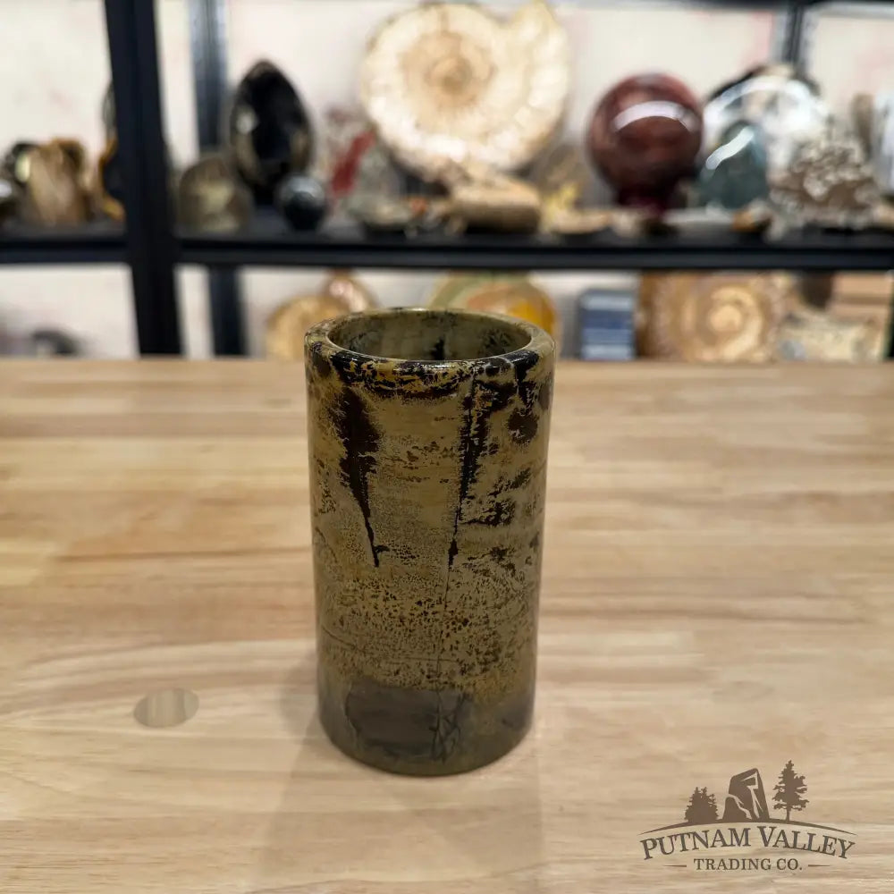 Chinese Picture Jasper Pen Holder | Small Vase - Vase
