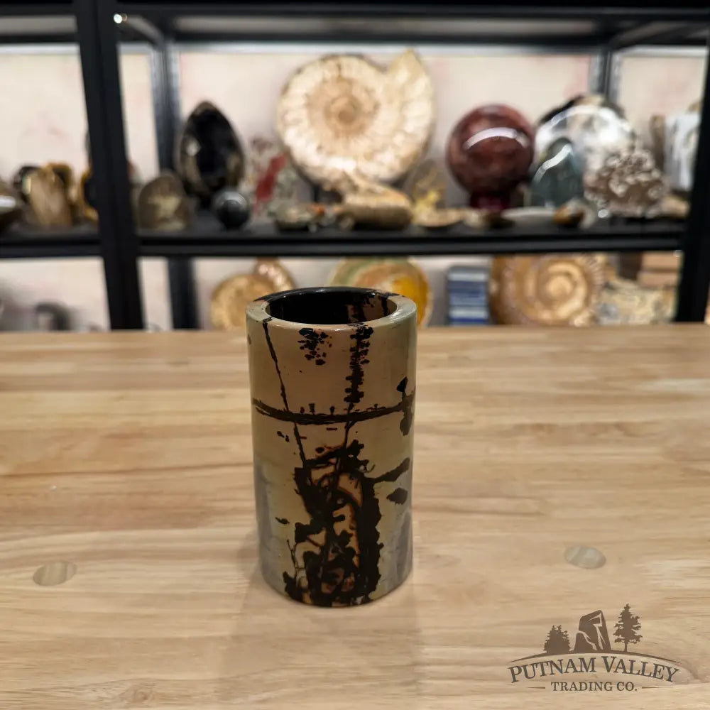Chinese Picture Jasper Pen Holder | Small Vase - Vase
