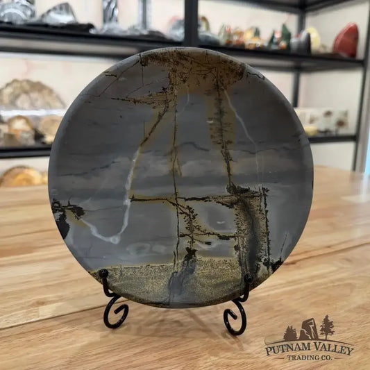 Chinese Painting Stone Round Plate - Putnam Valley Trading Co.