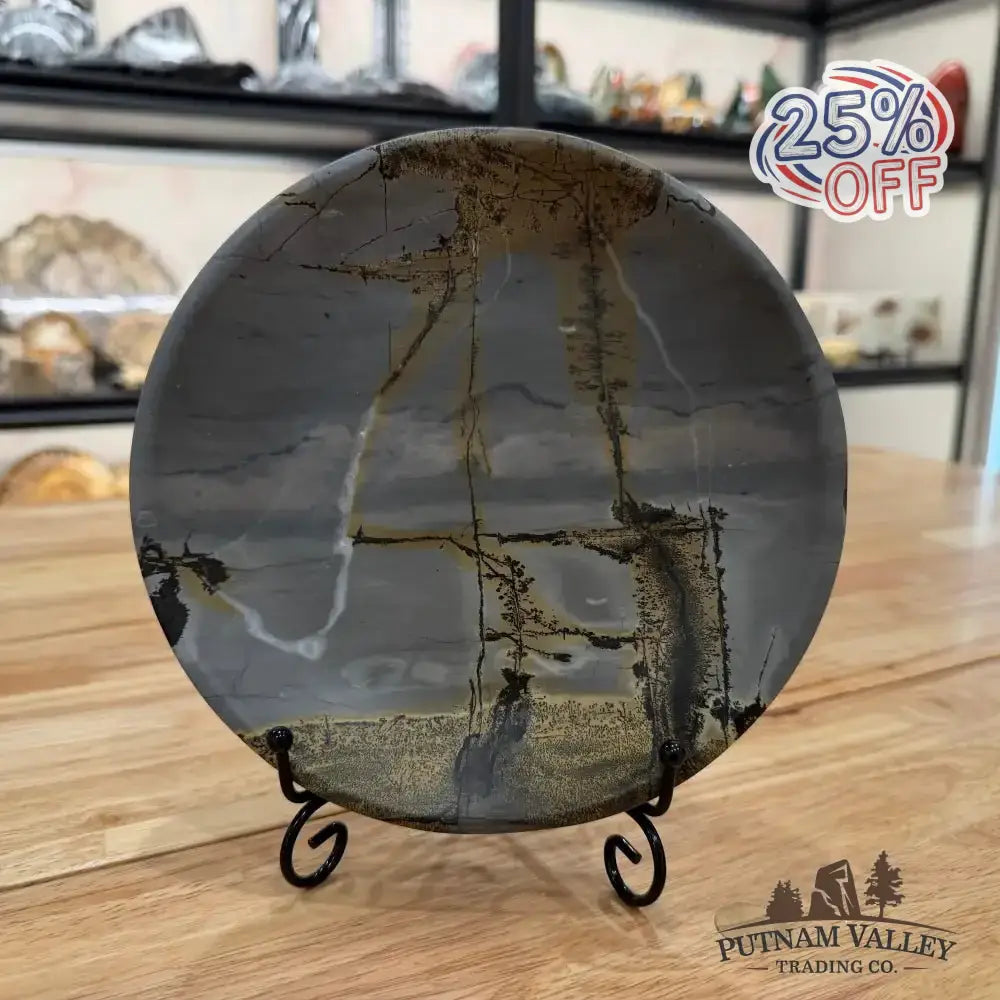 Chinese Painting Stone Round Plate - Putnam Valley Trading Co.