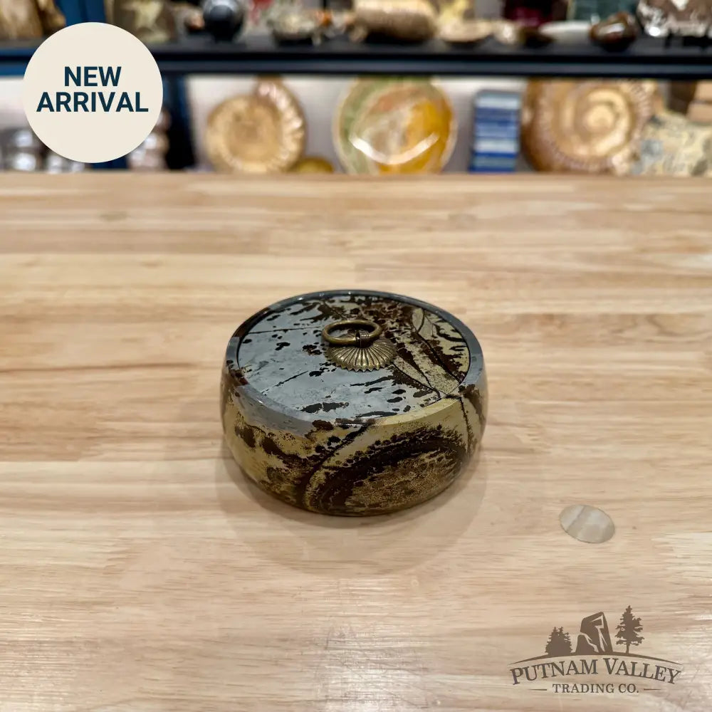 Chinese Picture Jasper Round Trinket Box 2 - Display Box