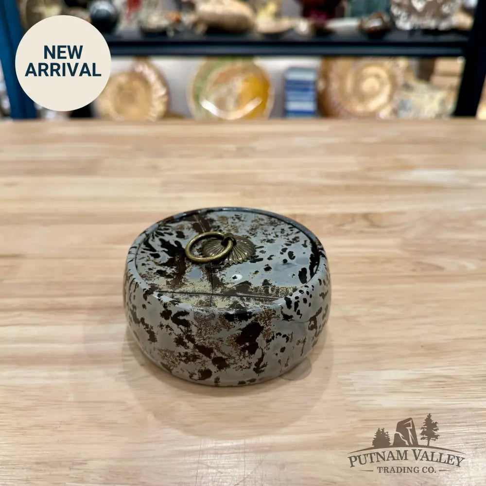 Chinese Picture Jasper Round Trinket Box 4 - Display Box