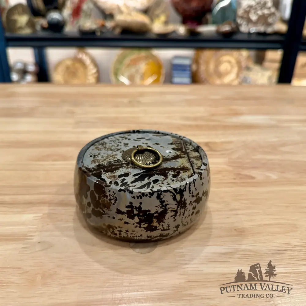 Chinese Picture Jasper Round Trinket Box 4 - Display Box