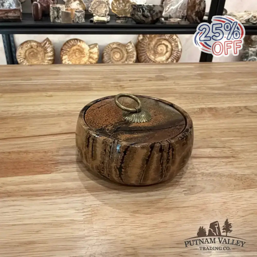 Chinese Painting Stone Round Trinket Box - Putnam Valley Trading Co.