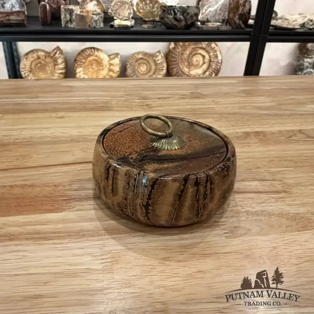 Chinese Painting Stone Round Trinket Box - Putnam Valley Trading Co.