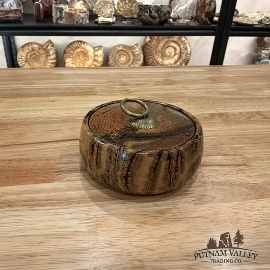Chinese Painting Stone Round Trinket Box - Putnam Valley Trading Co.