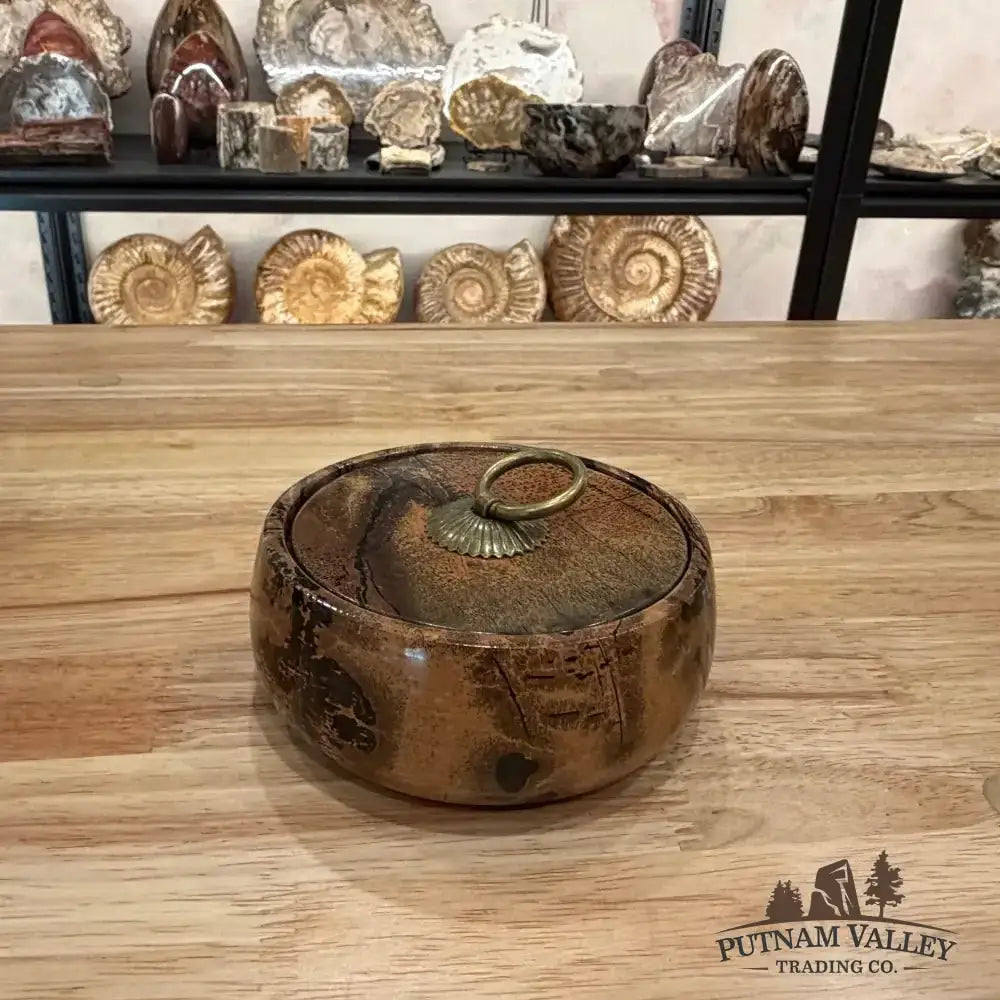 Chinese Painting Stone Round Trinket Box - Putnam Valley Trading Co.