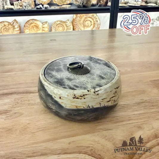 Chinese Painting Stone Round Trinket Box - Putnam Valley Trading Co.