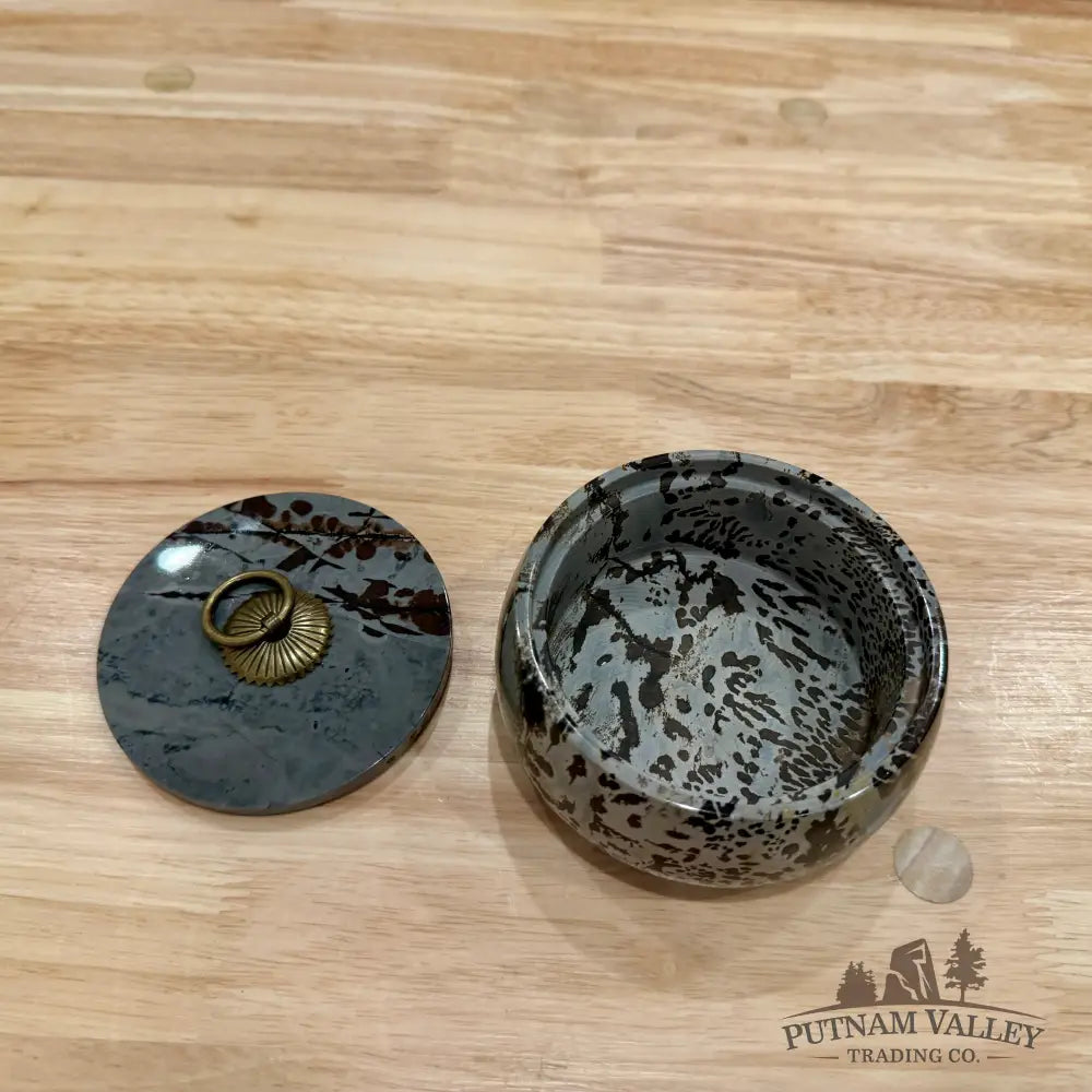 Chinese Picture Jasper Round Trinket Box 3 - Display Box
