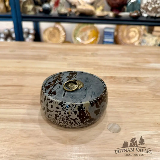 Chinese Picture Jasper Round Trinket Box 3 - Display Box