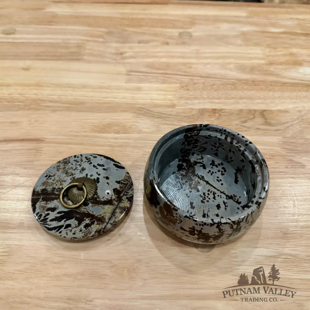 Chinese Picture Jasper Round Trinket Box 4 - Display Box