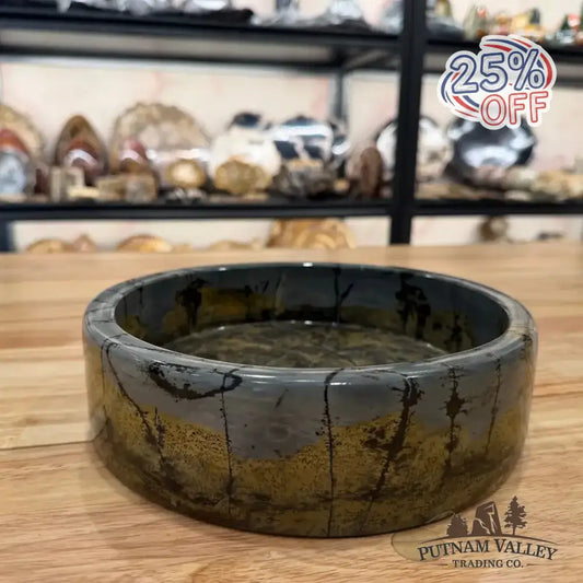 Chinese Painting Stone Shallow Bowl - Putnam Valley Trading Co.