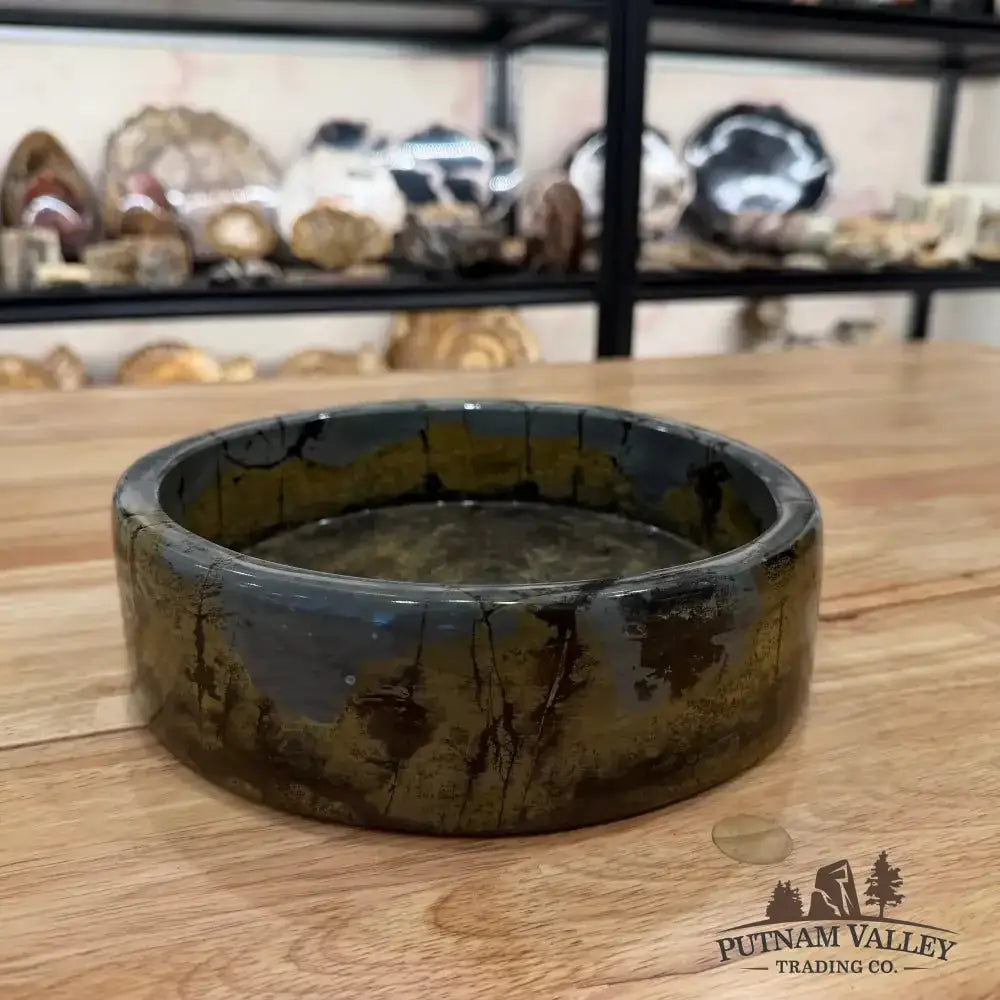 Chinese Painting Stone Shallow Bowl - Putnam Valley Trading Co.