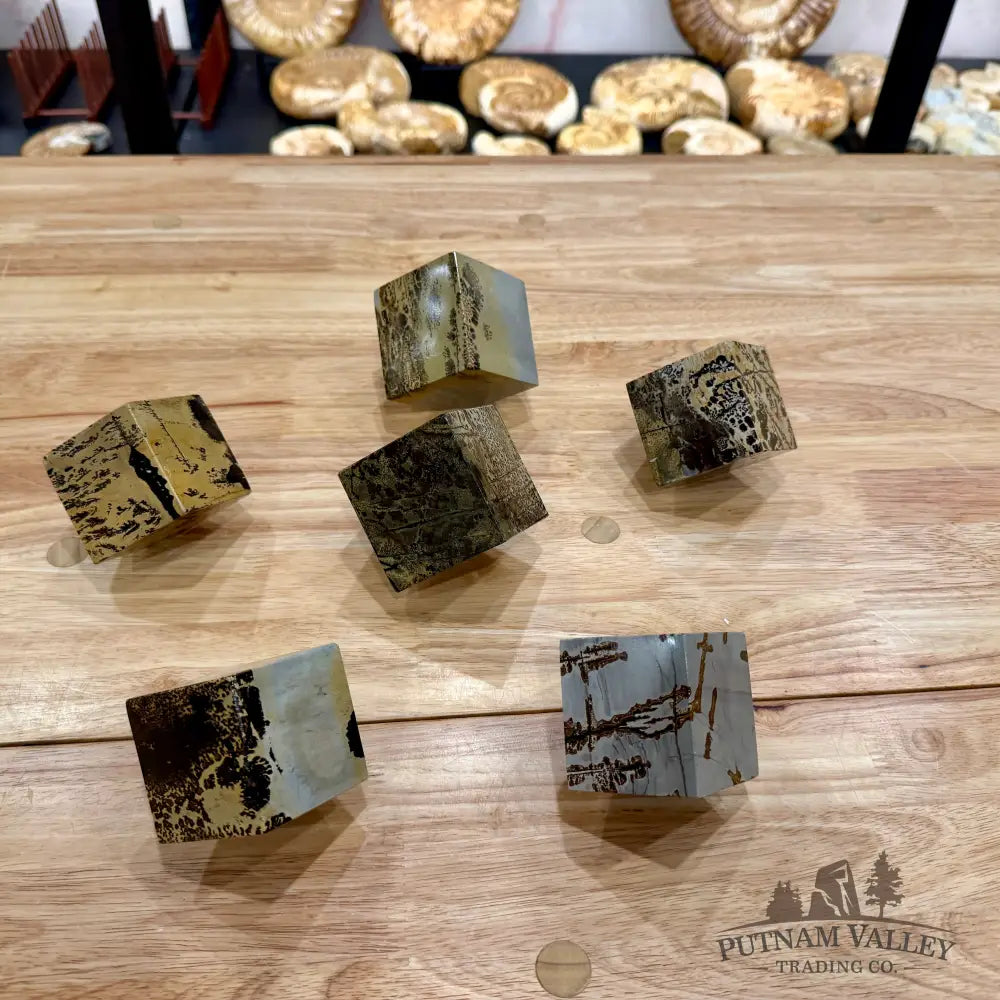 Chinese Picture Jasper Standing Cube - Cube