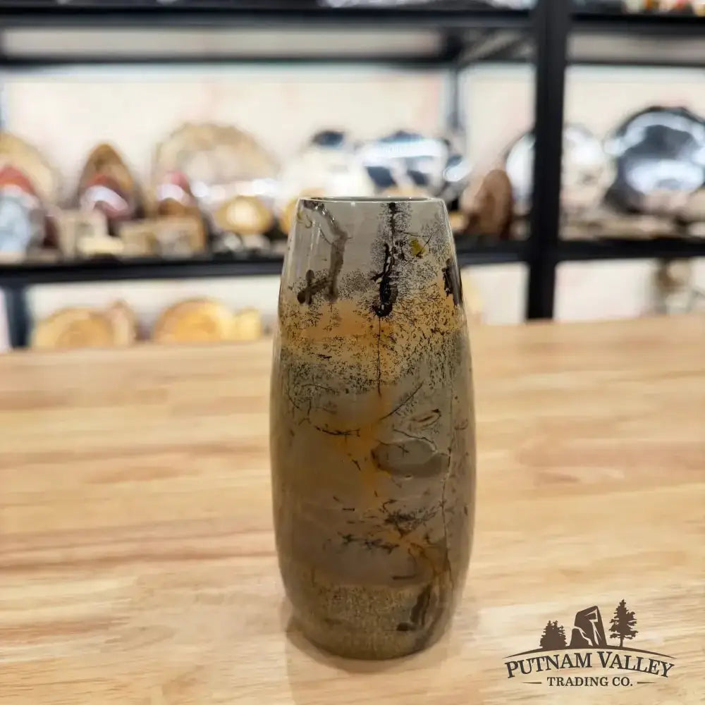 Chinese Painting Stone Torpedo Vase - Putnam Valley Trading Co.