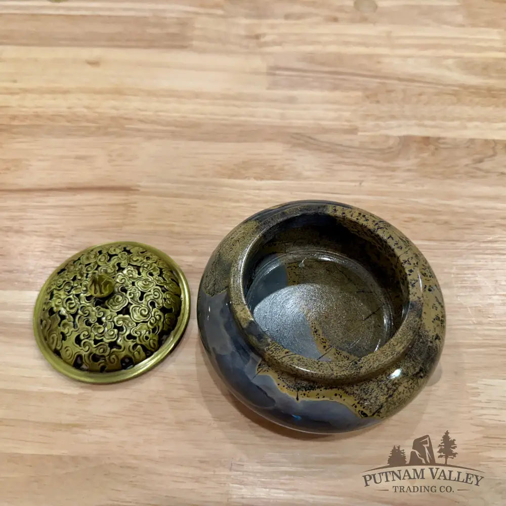 Chinese Picture Jasper Trinket Box | Incense Burner 1 - Display Box