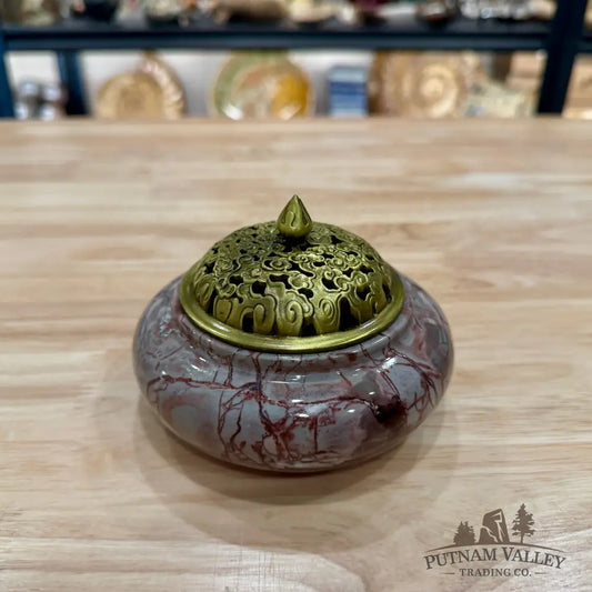 Chinese Picture Jasper Trinket Box | Incense Burner 3 - Display Box