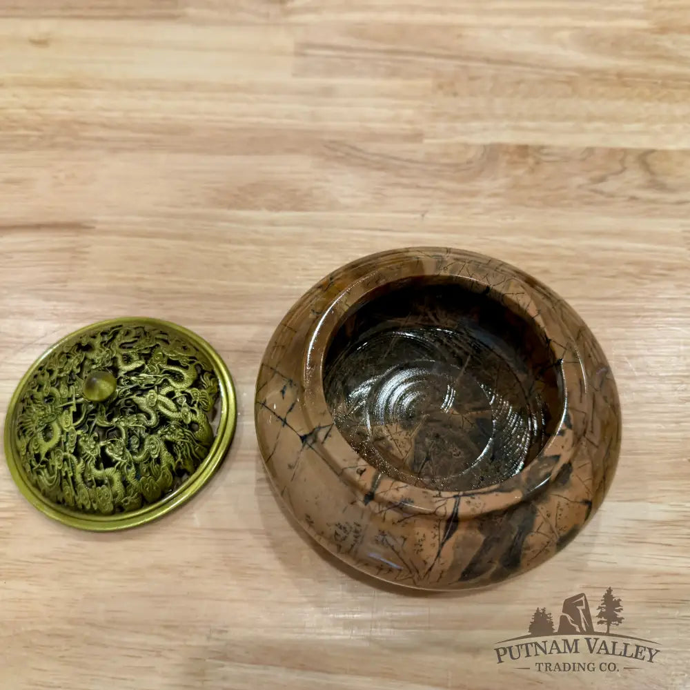 Chinese Picture Jasper Trinket Box | Incense Burner 2 - Display Box