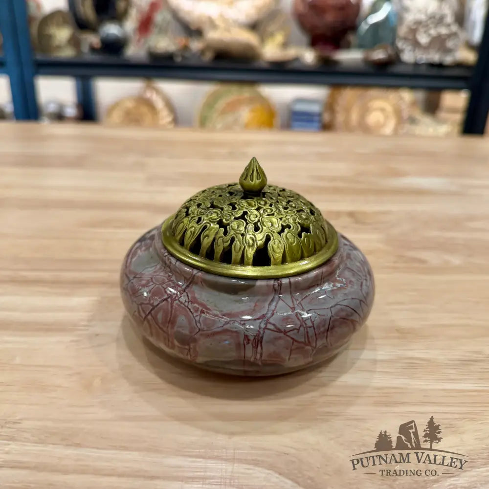 Chinese Picture Jasper Trinket Box | Incense Burner 3 - Display Box