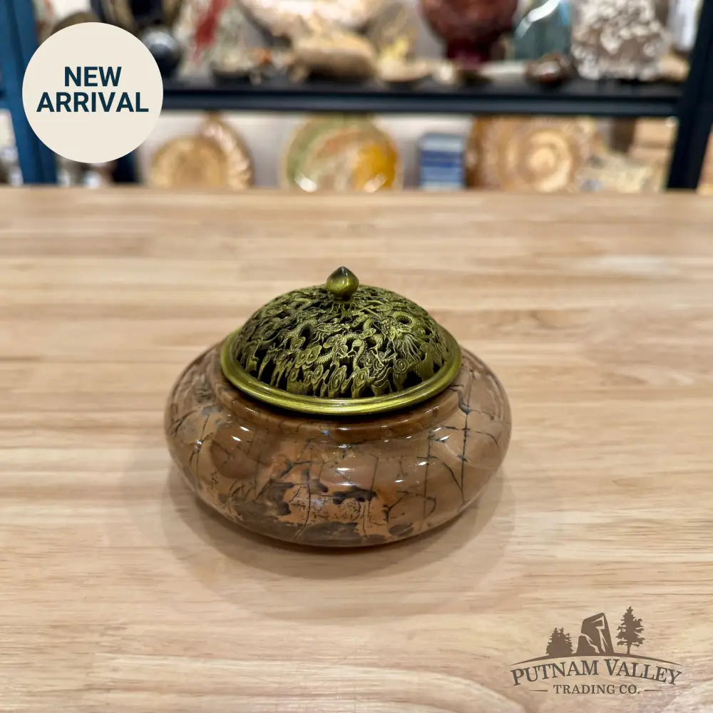 Chinese Picture Jasper Trinket Box | Incense Burner 2 - Display Box