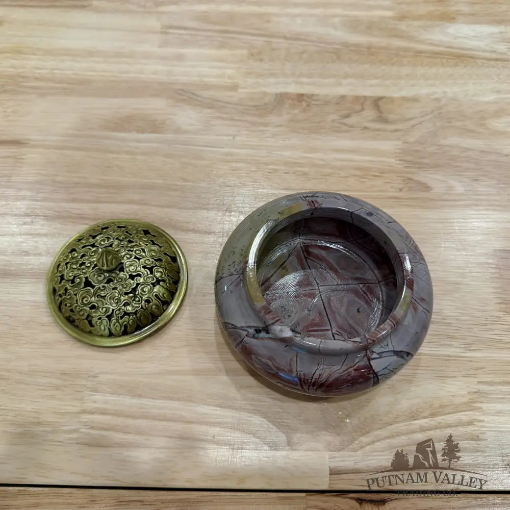 Chinese Picture Jasper Trinket Box | Incense Burner - Display Box