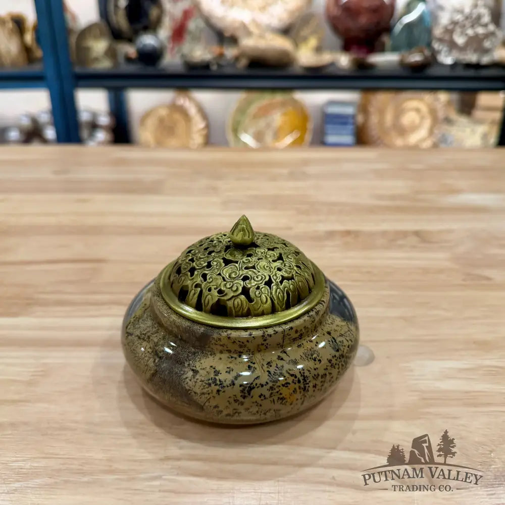Chinese Picture Jasper Trinket Box | Incense Burner 1 - Display Box