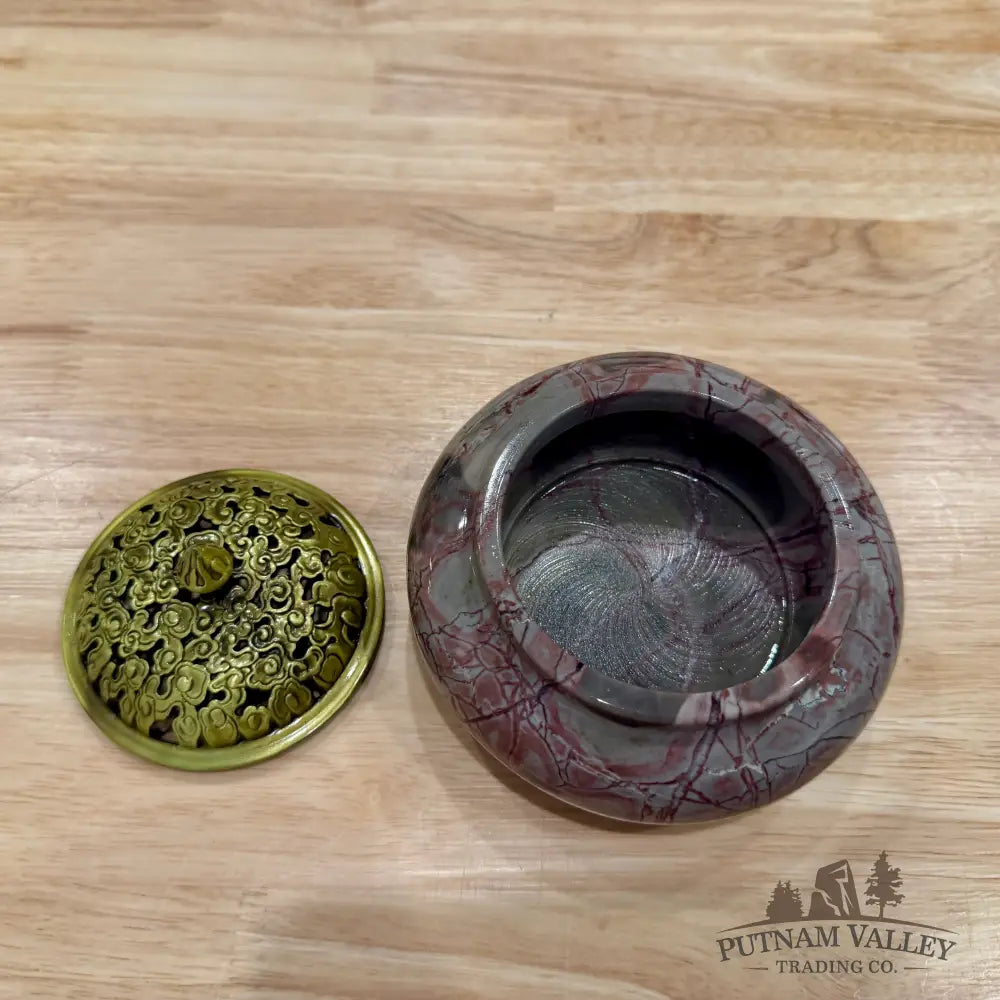 Chinese Picture Jasper Trinket Box | Incense Burner 3 - Display Box