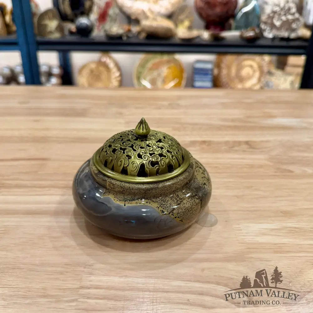 Chinese Picture Jasper Trinket Box | Incense Burner 1 - Display Box
