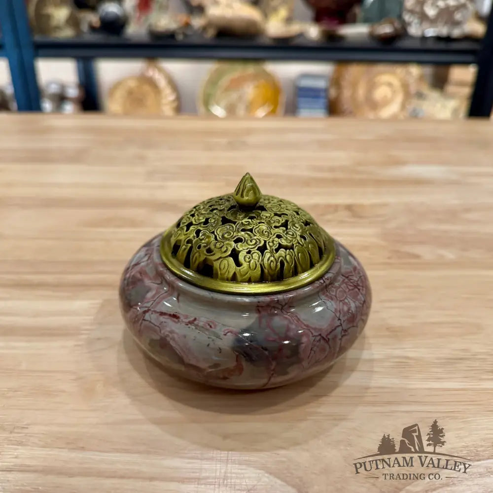 Chinese Picture Jasper Trinket Box | Incense Burner 3 - Display Box