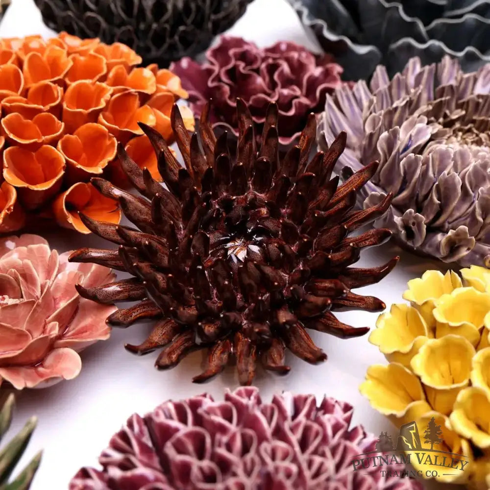 Ceramic Flower Wall Art Mum Chocolate 5 Accent