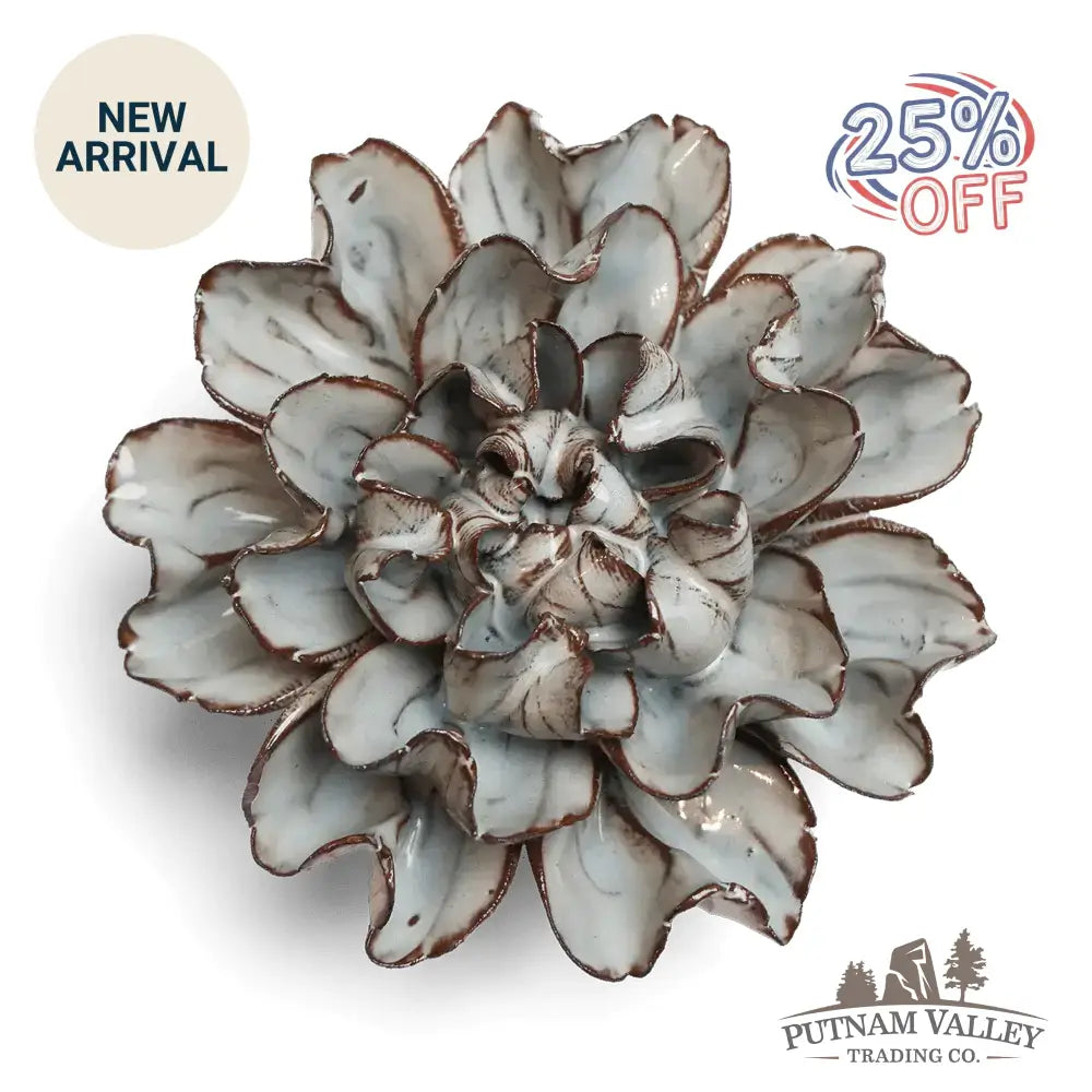 Boho Ceramic Flowers Modern Wall Art Faux Floral Decor: Chocolate Mint Lisianthus