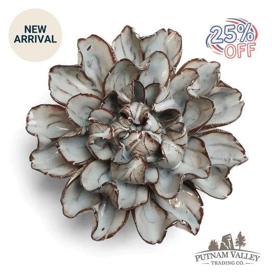 Boho Ceramic Flowers Modern Wall Art Faux Floral Decor: Chocolate Mint Lisianthus