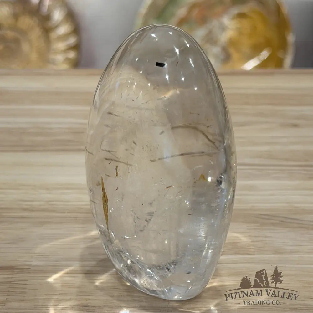 Clear Quartz Freeform + Golden Iron Oxide & Rutile Inclusions - Free Standing Accent
