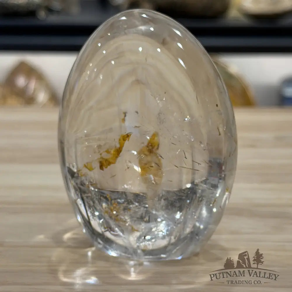 Clear Quartz Freeform + Golden Iron Oxide & Rutile Inclusions - Free Standing Accent