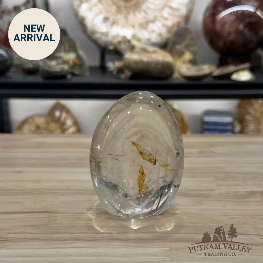Clear Quartz Freeform + Golden Iron Oxide & Rutile Inclusions - Free Standing Accent