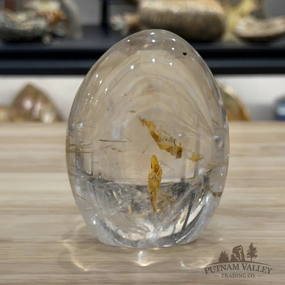 Clear Quartz Freeform + Golden Iron Oxide & Rutile Inclusions - Free Standing Accent