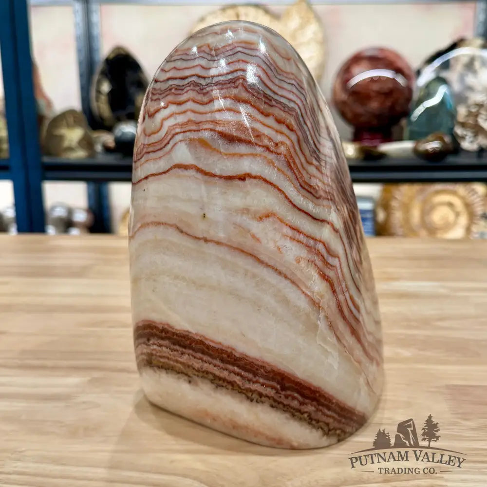 Dali Red Banded Calcite Freeform Table Accent 8.3’’ | 17.3lb - Sculpture