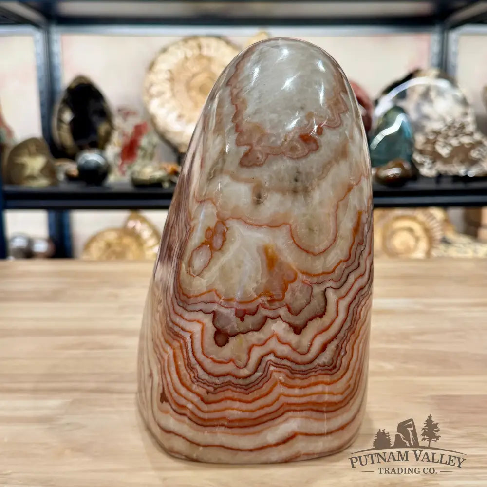 Dali Red Banded Calcite Freeform Table Accent 8.3’’ | 17.3lb - Sculpture