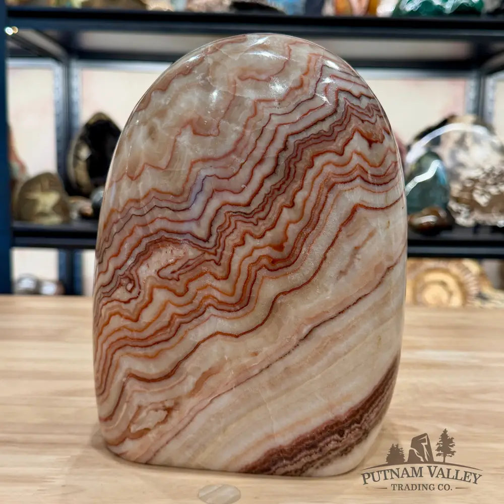 Dali Red Banded Calcite Freeform Table Accent 8.3’’ | 17.3lb - Sculpture