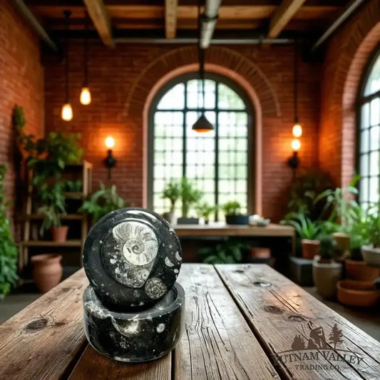 Genuine Orthoceras & Ammonite Fossil Round Trinket Box - Putnam Valley Trading Co.