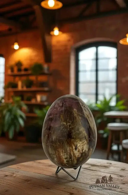 Genuine Petrified Wood Egg Front View - Putnam Valley Trading