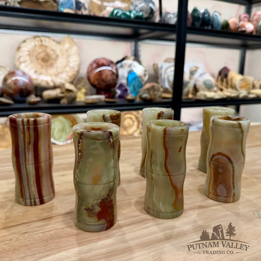 Green Banded Calcite Bamboo Vase | Pen Holder - Vase