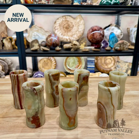 Green Banded Calcite Bamboo Vase | Pen Holder - Vase