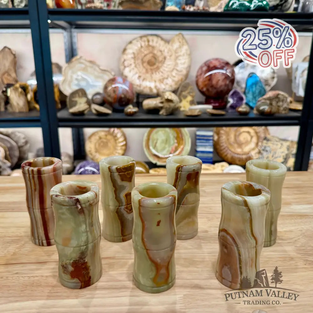 Green Banded Calcite Bamboo Vase | Pen Holder - Vase